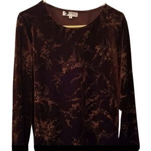A1) floral women's brown long sleeve size large blouse